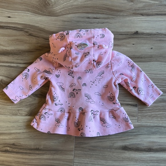 CARTERS Just One You 3M Pink Unicorn Full Zip Hoodie Ruffle Rainbows Ears Cute! - Picture 4 of 6